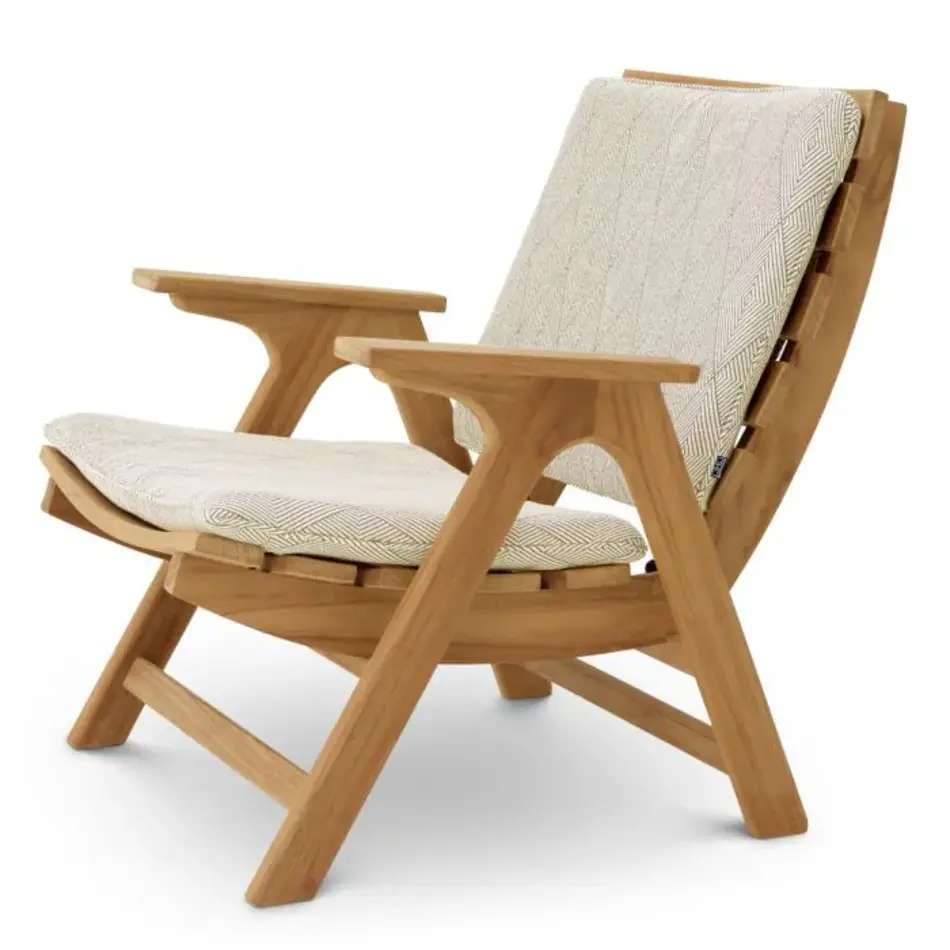 Eichholtz Oceanview Outdoor Chair - Natural Teak | Acento Black and White | Foldable Design