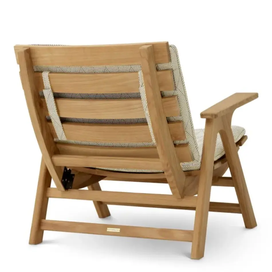 Eichholtz Oceanview Outdoor Chair - Natural Teak | Acento Black and White | Foldable Design