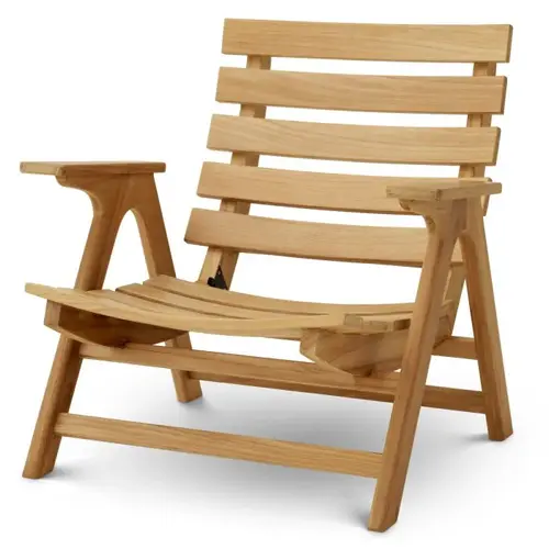 Eichholtz Oceanview Outdoor Chair - Natural Teak | Acento Black and White | Foldable Design
