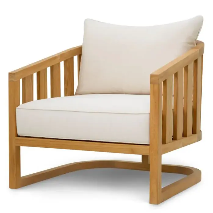 Eichholtz Aruba Outdoor Chair - Natural Teak | Sunbrella Canvas | Timeless & Comfortable