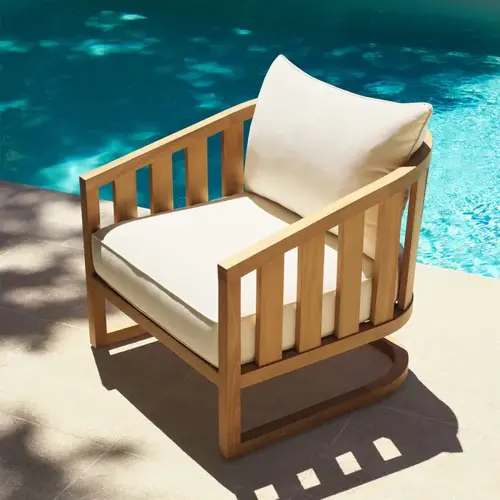 Eichholtz Aruba Outdoor Chair - Natural Teak | Sunbrella Canvas | Timeless & Comfortable