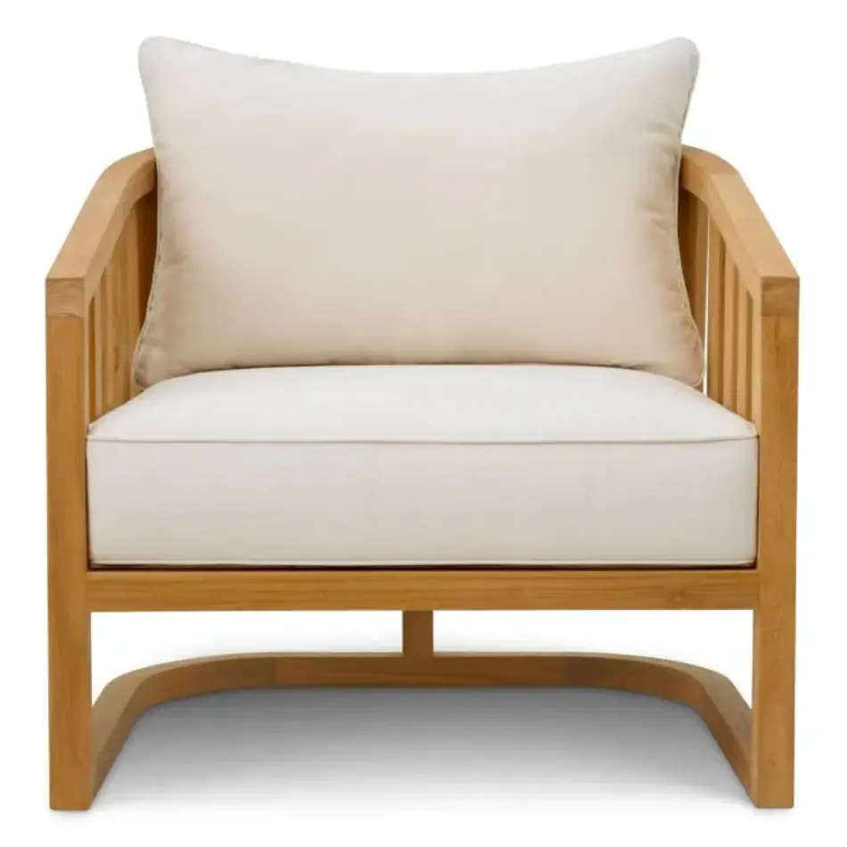 Eichholtz Aruba Outdoor Chair - Natural Teak | Sunbrella Canvas | Timeless & Comfortable