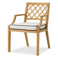 Paladium Outdoor Dining Chair with Armrests - Natural Teak | Sunbrella Canvas