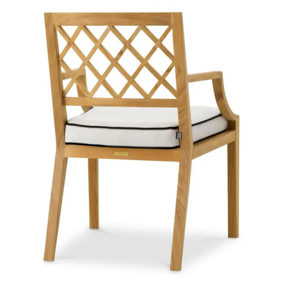 Eichholtz Paladium Outdoor Dining Chair met Armleuningen – Natural Teak | Sunbrella Canvas