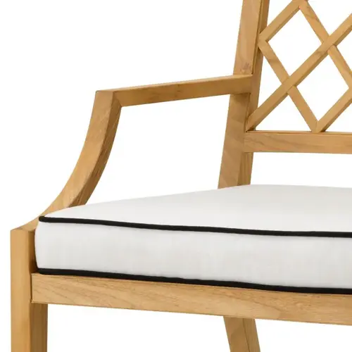 Eichholtz Paladium Outdoor Dining Chair met Armleuningen – Natural Teak | Sunbrella Canvas