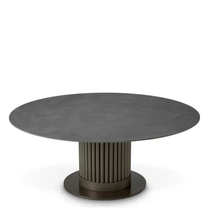 Eichholtz Volterra Outdoor Coffee Table Round - Bronze Finish | Grey Ceramic Top
