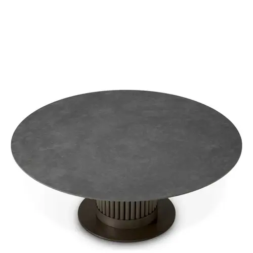 Eichholtz Volterra Outdoor Coffee Table Round - Bronze Finish | Grey Ceramic Top Eichholtz Volterra Outdoor Coffee Table Round - Bronze Finish | Grey Ceramic Top
