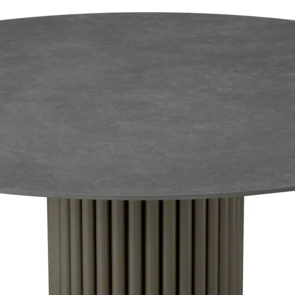 Eichholtz Volterra Outdoor Coffee Table Round - Bronze Finish | Grey Ceramic Top Eichholtz Volterra Outdoor Coffee Table Round - Bronze Finish | Grey Ceramic Top