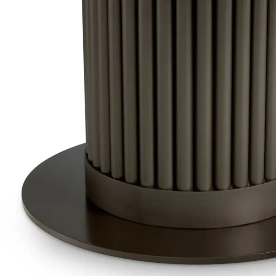 Eichholtz Volterra Outdoor Coffee Table Round - Bronze Finish | Grey Ceramic Top Eichholtz Volterra Outdoor Coffee Table Round - Bronze Finish | Grey Ceramic Top