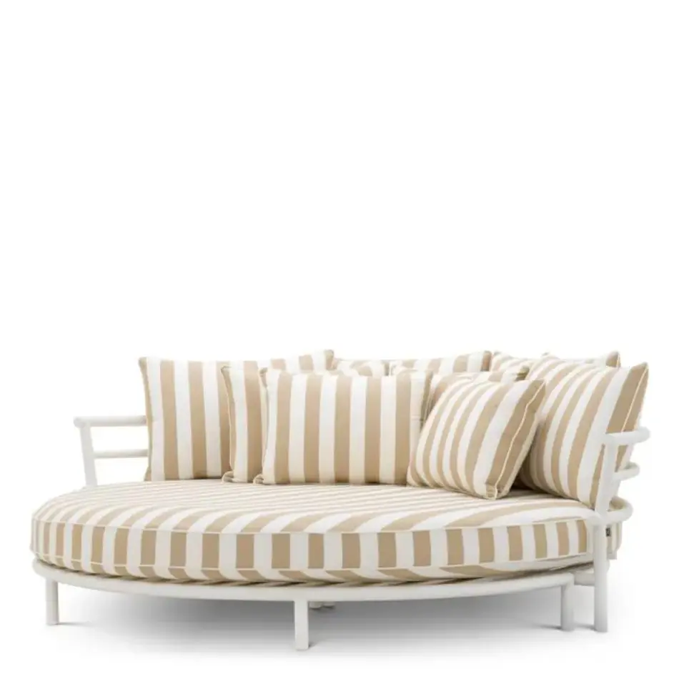 Eichholtz Laguno Round Outdoor Sofa – Matte White Finish | Florent Beige