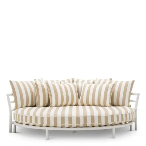 Eichholtz Laguno Round Outdoor Sofa – Matte White Finish | Florent Beige