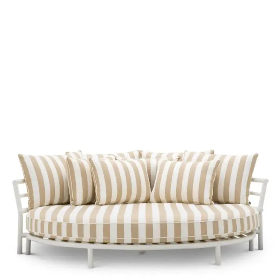 Eichholtz Laguno Round Outdoor Sofa – Matte White Finish | Florent Beige