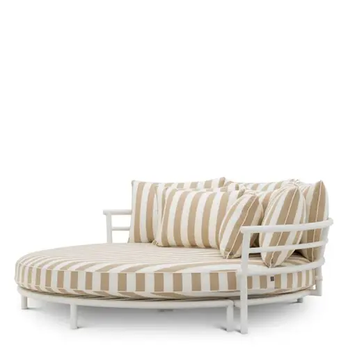 Eichholtz Laguno Round Outdoor Sofa – Matte White Finish | Florent Beige