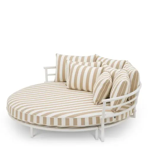 Eichholtz Laguno Round Outdoor Sofa – Matte White Finish | Florent Beige