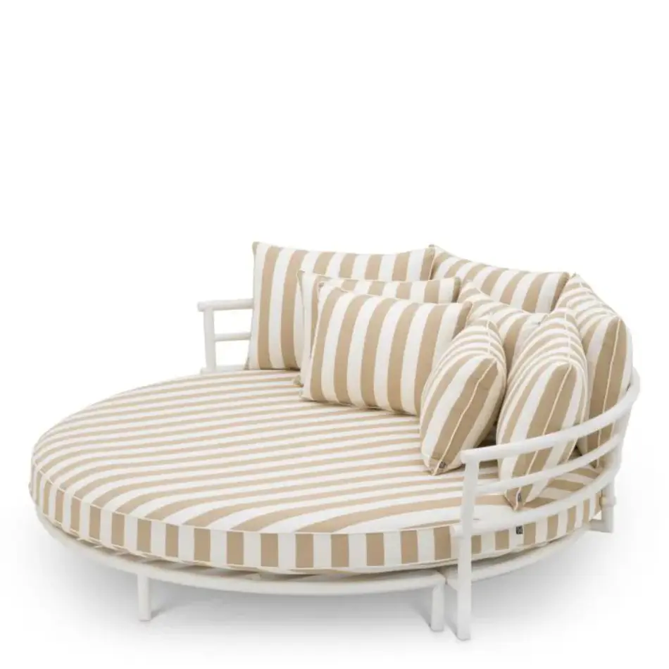 Eichholtz Laguno Round Outdoor Sofa – Matte White Finish | Florent Beige