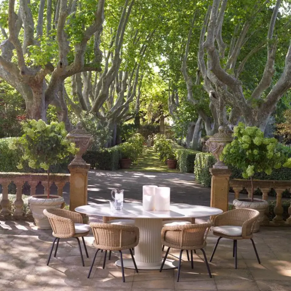 Eichholtz Volterra Outdoor Dining Table Oval - Sand Finish | Cream Ceramic Top Eichholtz Volterra Outdoor Dining Table Oval - Sand Finish | Cream Ceramic Top