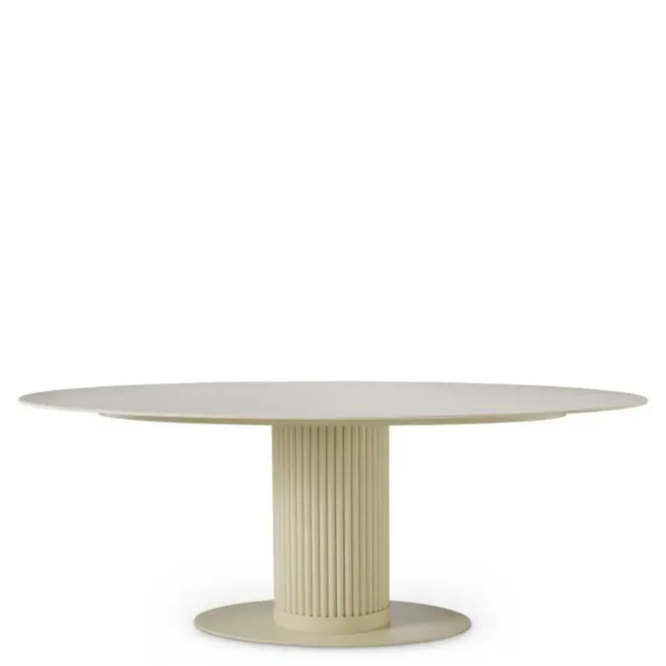 Eichholtz Volterra Outdoor Dining Table Oval - Sand Finish | Cream Ceramic Top Eichholtz Volterra Outdoor Dining Table Oval - Sand Finish | Cream Ceramic Top
