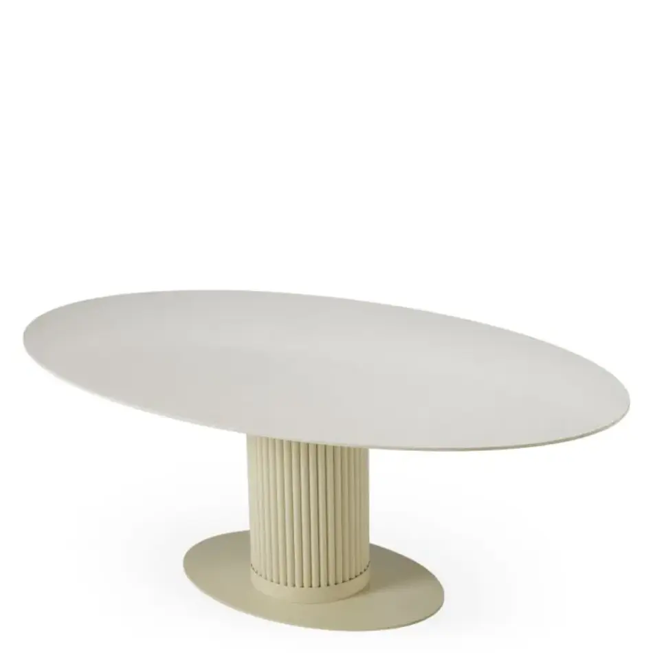 Eichholtz Volterra Outdoor Dining Table Oval - Sand Finish | Cream Ceramic Top Eichholtz Volterra Outdoor Dining Table Oval - Sand Finish | Cream Ceramic Top