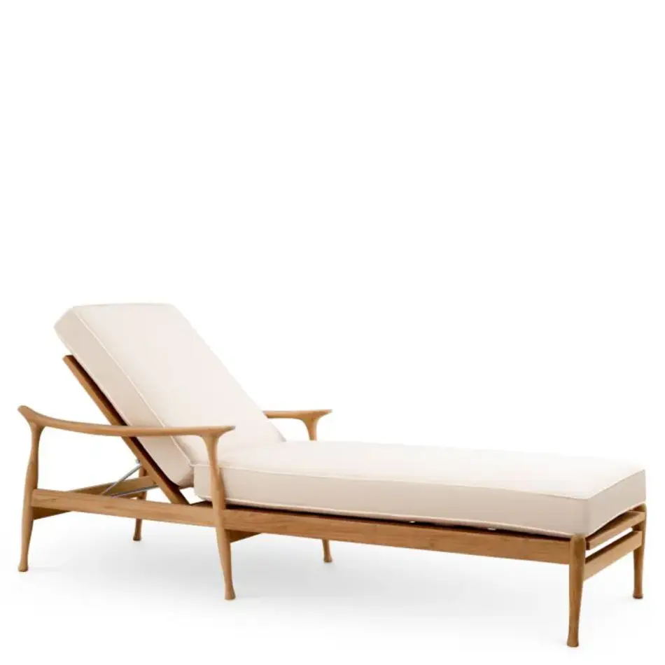 Eichholtz Manzo Outdoor Daybed - Natural Teak | Flores Off-White