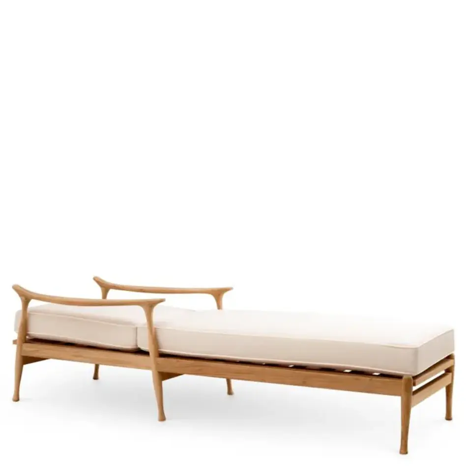 Eichholtz Manzo Outdoor Daybed - Natural Teak | Flores Off-White