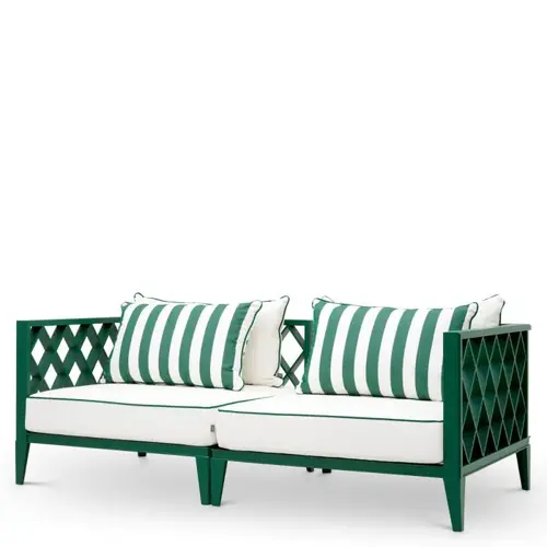 Eichholtz Ocean Club S Outdoor Sofa - Green Finish | Blaise Off-White | Florent Green Eichholtz Ocean Club S Outdoor Sofa - Green Finish | Blaise Off-White | Florent Green
