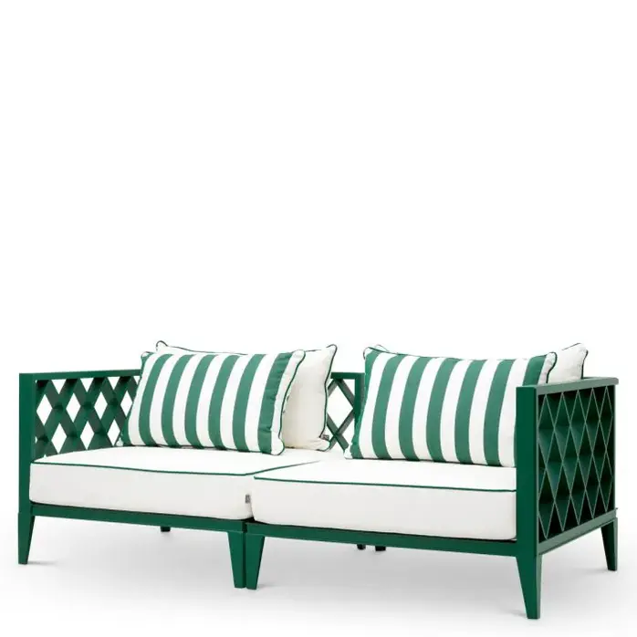 Eichholtz Ocean Club S Outdoor Sofa - Green Finish | Blaise Off-White | Florent Green