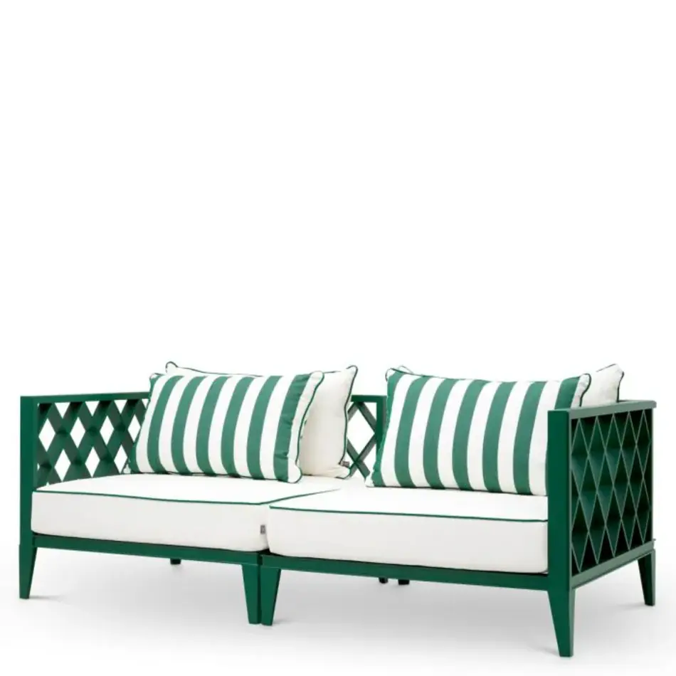 Eichholtz Ocean Club S Outdoor Sofa - Green Finish | Blaise Off-White | Florent Green Eichholtz Ocean Club S Outdoor Sofa - Green Finish | Blaise Off-White | Florent Green