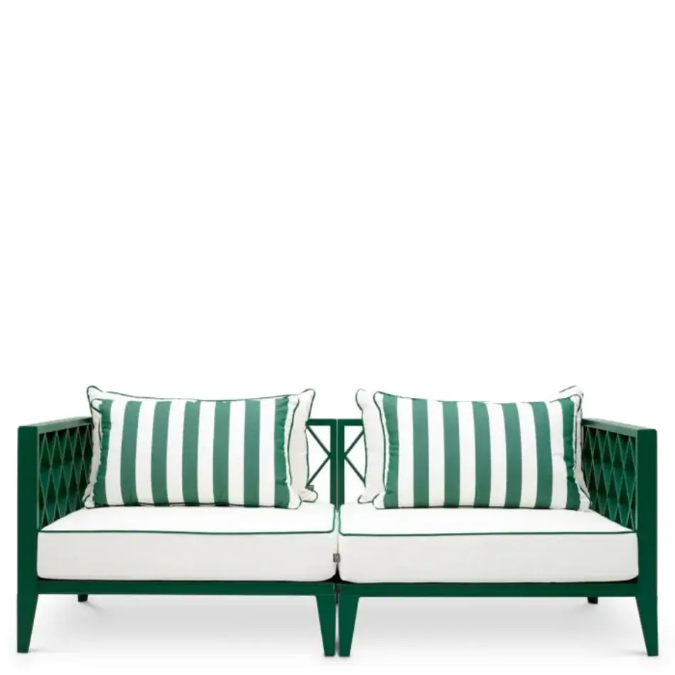 Eichholtz Ocean Club S Outdoor Sofa - Green Finish | Blaise Off-White | Florent Green Eichholtz Ocean Club S Outdoor Sofa - Green Finish | Blaise Off-White | Florent Green