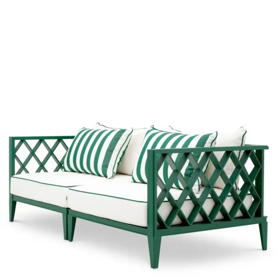Eichholtz Ocean Club S Outdoor Sofa - Green Finish | Blaise Off-White | Florent Green Eichholtz Ocean Club S Outdoor Sofa - Green Finish | Blaise Off-White | Florent Green