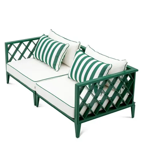 Eichholtz Ocean Club S Outdoor Sofa - Green Finish | Blaise Off-White | Florent Green Eichholtz Ocean Club S Outdoor Sofa - Green Finish | Blaise Off-White | Florent Green