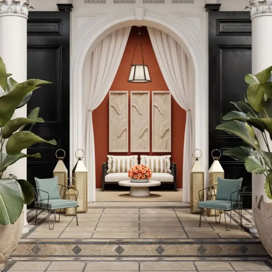 Eichholtz Ocean Club S Outdoor Sofa - Black Finish | Sunbrella Canvas