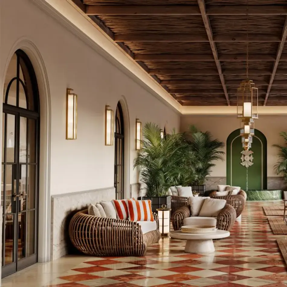 Eichholtz Siderno Outdoor Sofa - Faux Rattan | Viola Sand