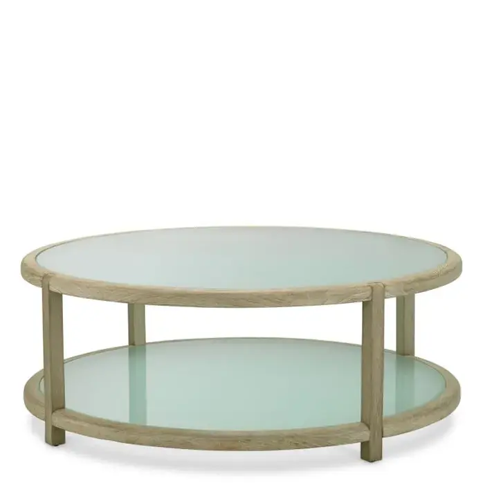 Eichholtz Anthony Outdoor Coffee Table - Aged Teak | Frosted Glass