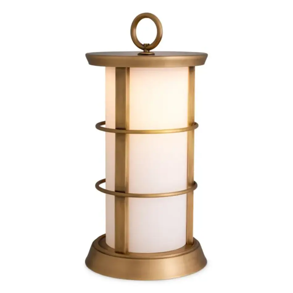 Eichholtz Kyle L Outdoor Table Lamp - Antique Brass | White Glass