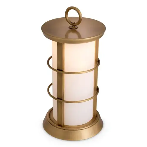 Eichholtz Kyle L Outdoor Table Lamp - Antique Brass | White Glass