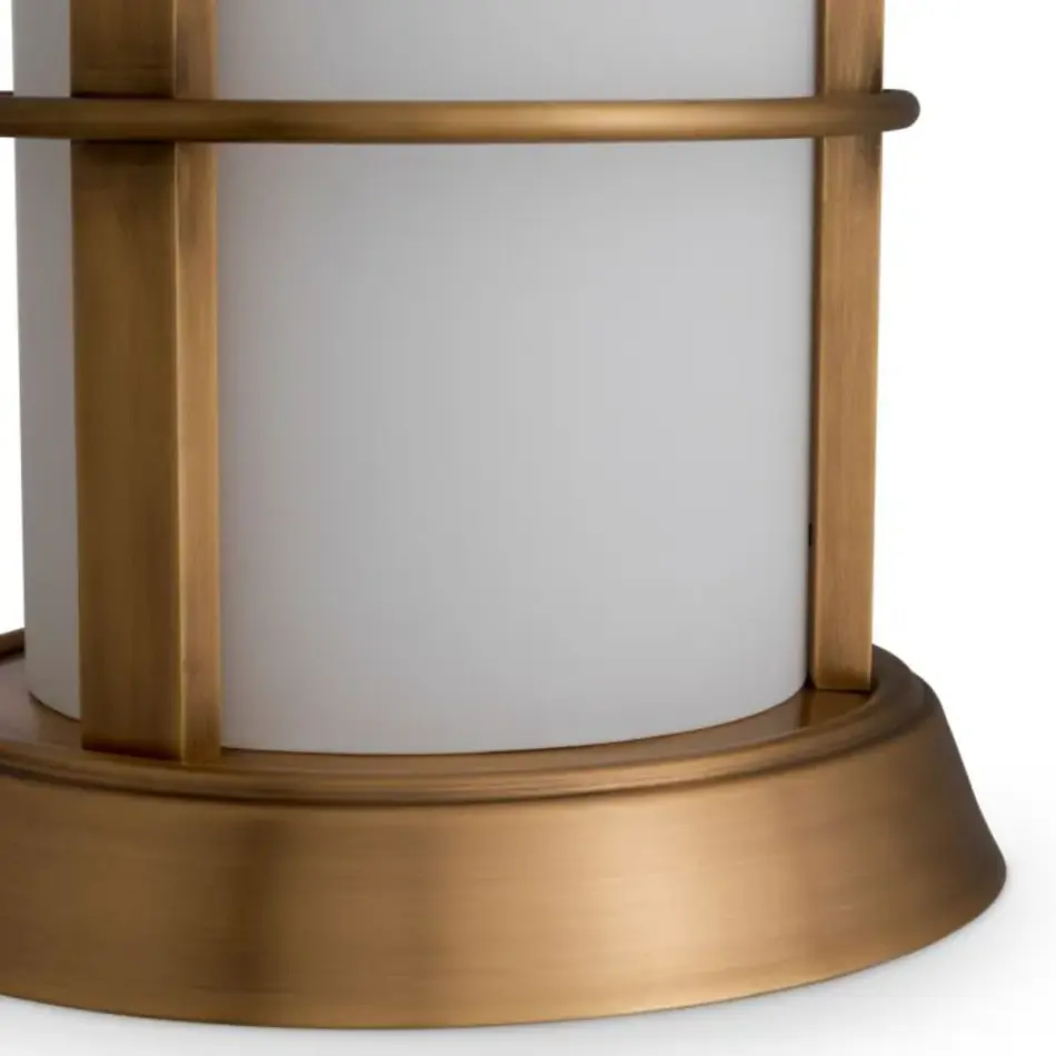 Eichholtz Kyle L Outdoor Table Lamp - Antique Brass | White Glass