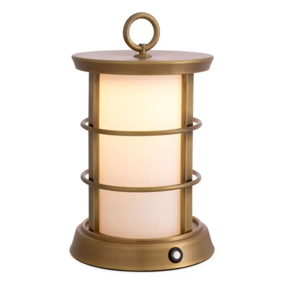Eichholtz Kyle S Outdoor Tafellamp – Antique Brass | White Glass