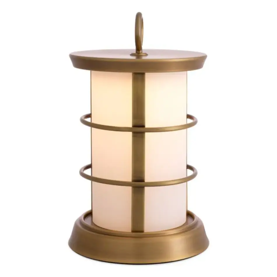 Eichholtz Kyle S Outdoor Tafellamp – Antique Brass | White Glass