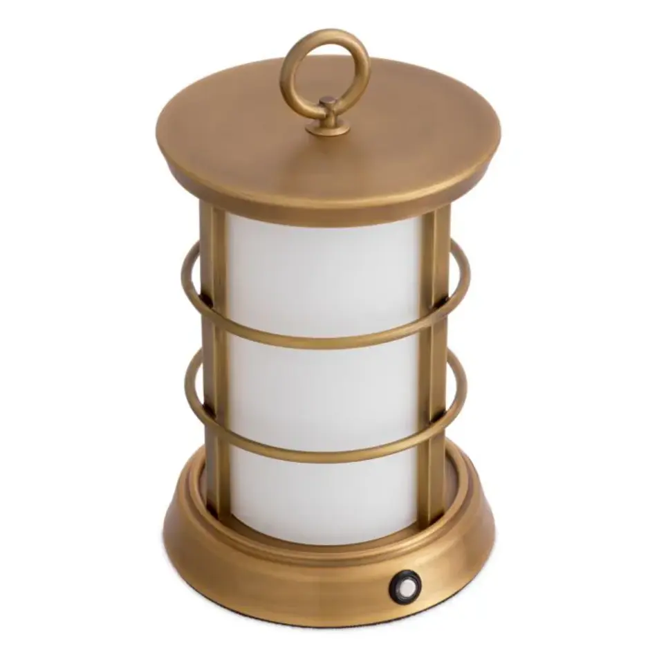 Eichholtz Kyle S Outdoor Tafellamp – Antique Brass | White Glass
