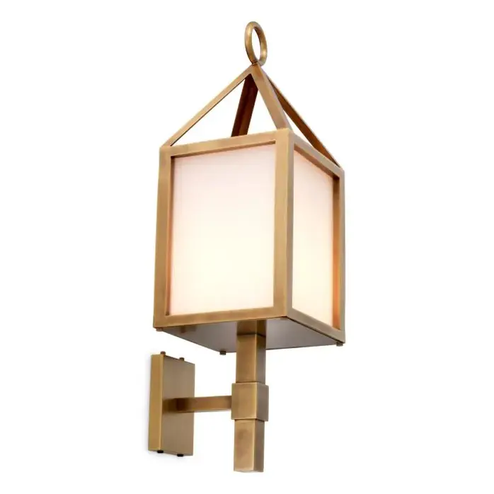 Eichholtz Riserva Outdoor Wall Lamp - Antique Brass | White Glass