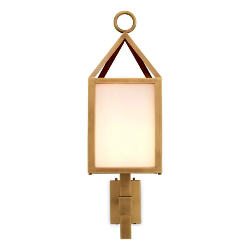 Eichholtz Riserva Outdoor Wandlamp – Antique Brass | White Glass