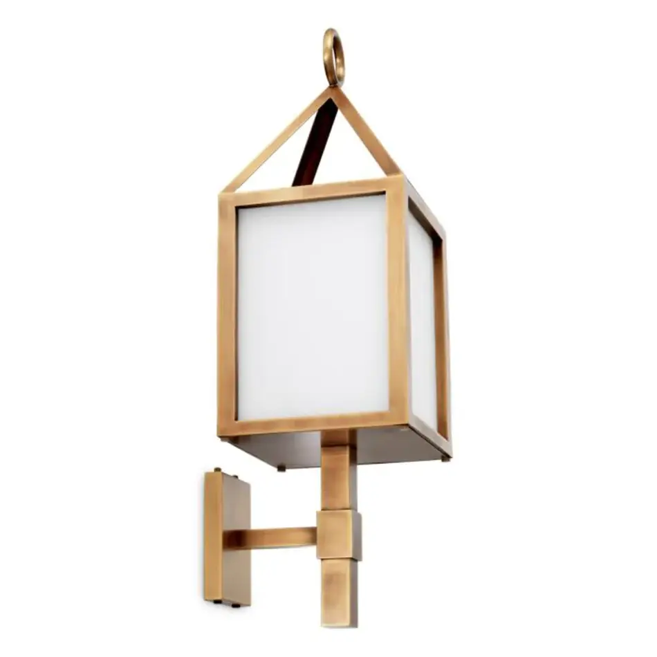 Eichholtz Riserva Outdoor Wandlamp – Antique Brass | White Glass