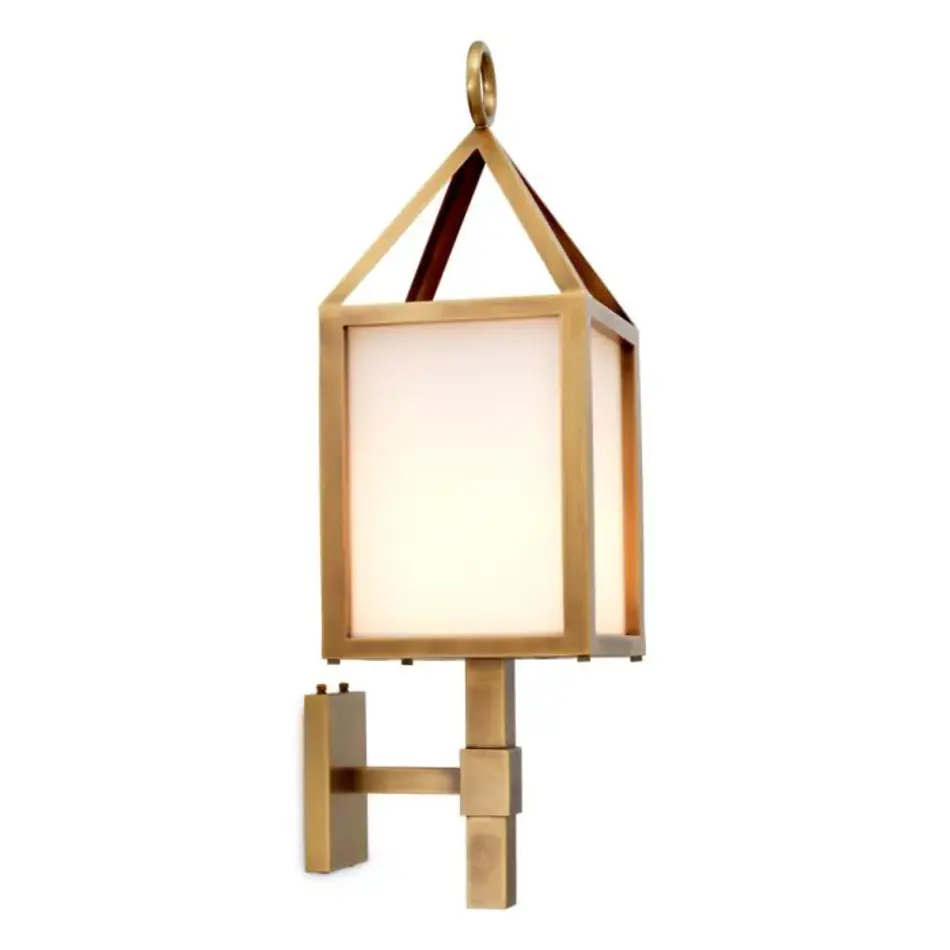 Eichholtz Riserva Outdoor Wandlamp – Antique Brass | White Glass
