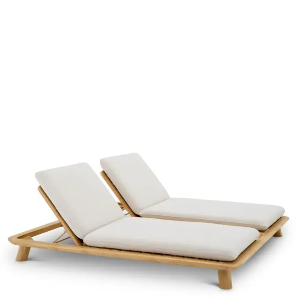 Eichholtz Weston Double Outdoor Daybed – Natural Teak | Viola Sand