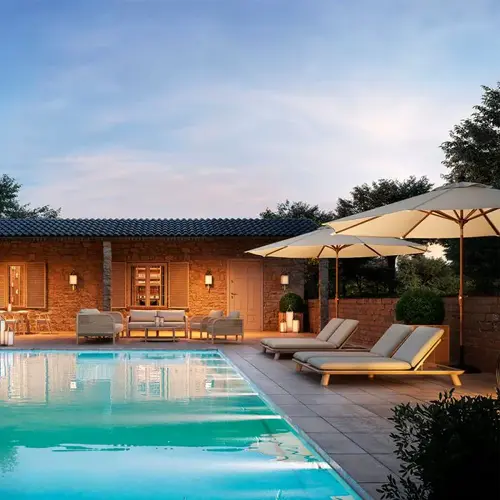 Eichholtz Weston Double Outdoor Daybed – Natural Teak | Viola Sand