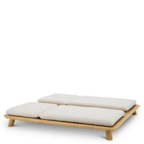 Eichholtz Weston Double Outdoor Daybed – Natural Teak | Viola Sand