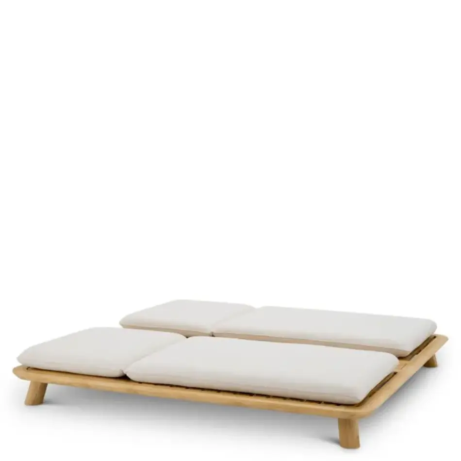 Eichholtz Weston Double Outdoor Daybed – Natural Teak | Viola Sand