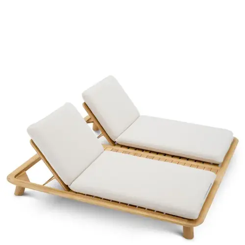 Eichholtz Weston Double Outdoor Daybed – Natural Teak | Viola Sand