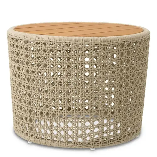 Eichholtz Trinity Outdoor Side Table - Natural Teak | Cream Rope