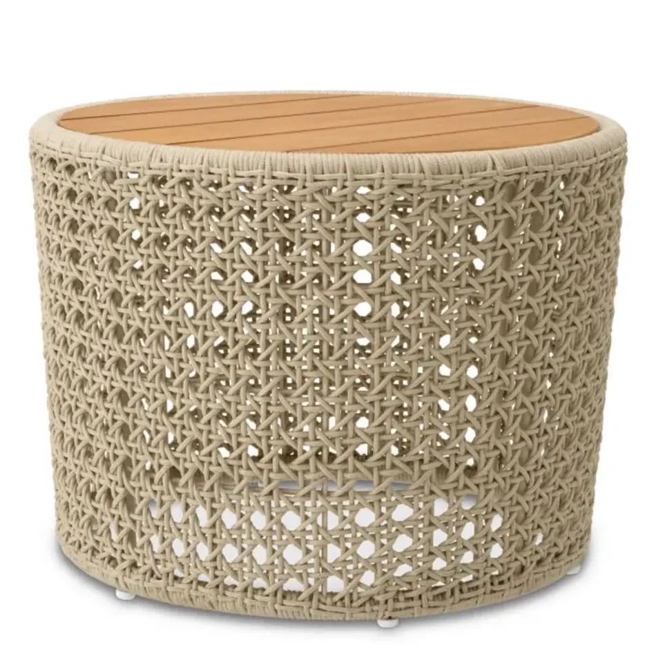 Eichholtz Trinity Outdoor Side Table - Natural Teak | Cream Rope